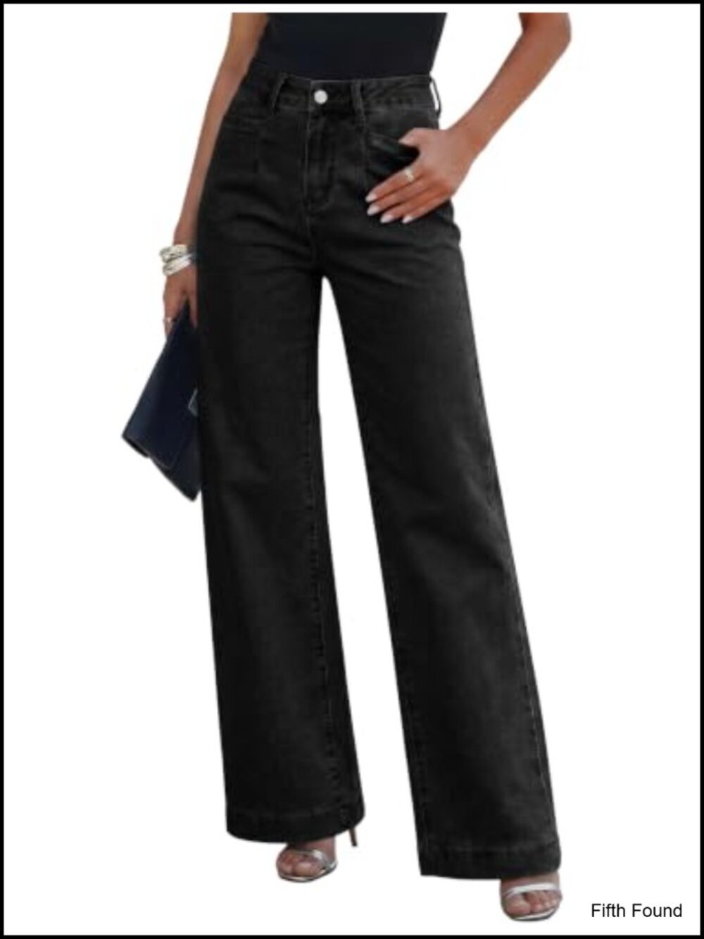 Wide Leg High Waisted Stretchy Straight Leg Loose Denim Jeans Pants